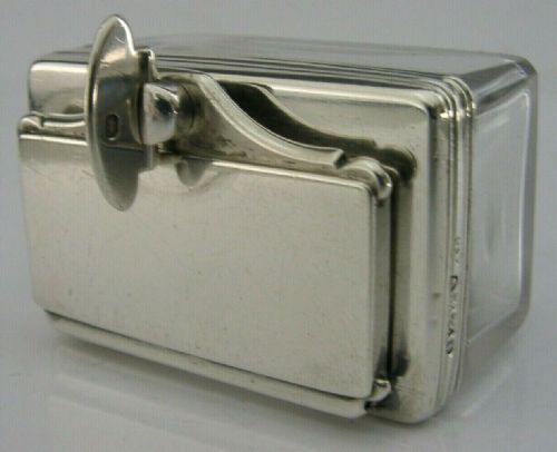William IV English Sterling Silver Glass Travelling Inkwell 1834 Antique 116g