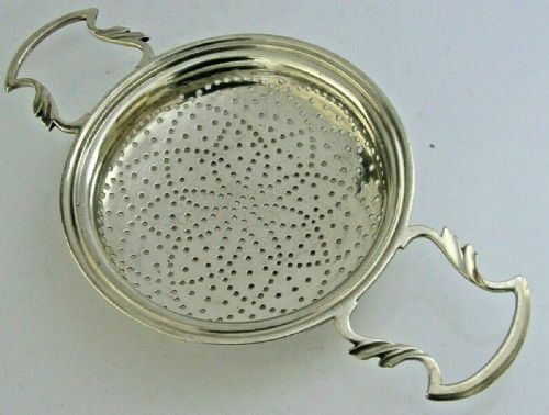 Large English Sterling Silver Punch Cocktail Strainer 1910 Antique 78g Barware