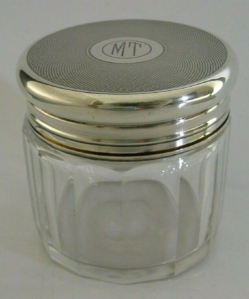 Quality Asprey Sterling Silver & Glass Dressing Table Pot Box 1930 Antique 234g