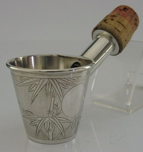 Superb Chinese Sterling Silver Combination Measure Bottle Stopper C1950s Antique