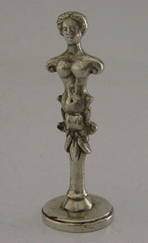 Rare Portuguese Solid Silver Bust Desk Wax Seal C1920 Antique 26g Stacruz