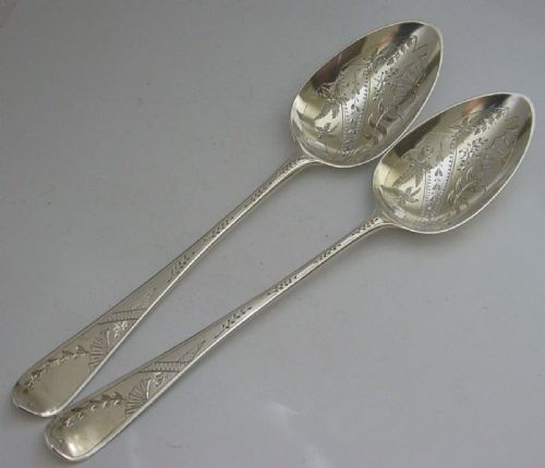 Beautiful English Sterling Silver Aesthetic Serving Spoons Antique 110g Georgian
