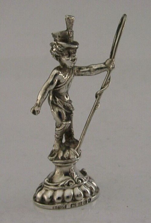 Rare Victorian Solid Silver Desk Wax Seal 1896 Antique Mail Coach Boy