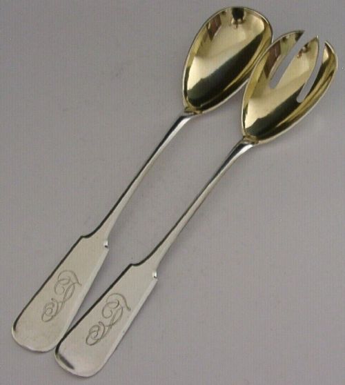 Beautiful Finnish Solid Silver Salad Servers 1908 Antique Heavy 132g Finland