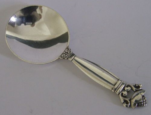 Georg Jensen Solid Sterling Silver Acorn Pattern Caddy Spoon C1960