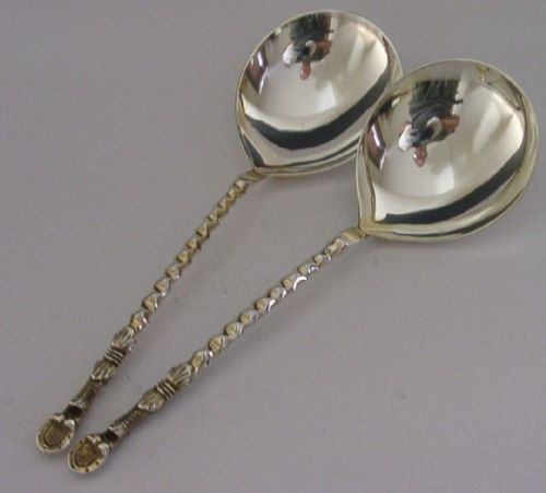 Stunning Sterling Silver Serving Spoons Horse Hoof Ends 1871 Victorian 95g
