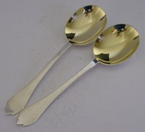 Stunning Sterling Silver Serving Spoons Rat Tail Trefid 1906 Antique 100g