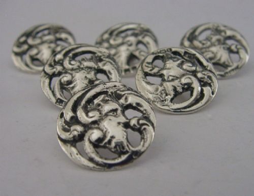 Six English Solid Sterling Silver Buttons 1902 Antiques
