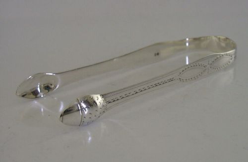 Antique Hester Bateman Sterling Silver Bright Cut Sugar Tongs C1780s Rare