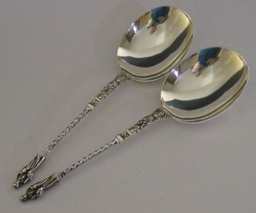English Sterling Silver Apostle Serving Spoons 1901 Antique 84g