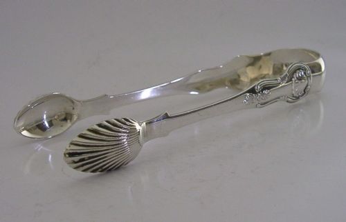 Scottish Sterling Silver Cathcart Family Crested Sugar Tongs 1859 Antique 66g