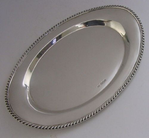 Heavy English Solid Sterling Silver Tea Pot Stand Tray Dish 1949 Stylish 192g