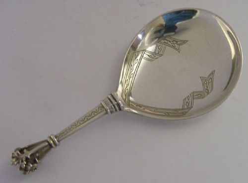 Rare Norwegian Solid Silver Baptism Spoon C1900 Marius Hammer Norway Antique