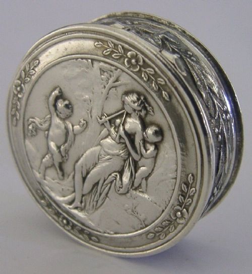 Quality French Solid Silver Cherub Box C1900s Antique 12g