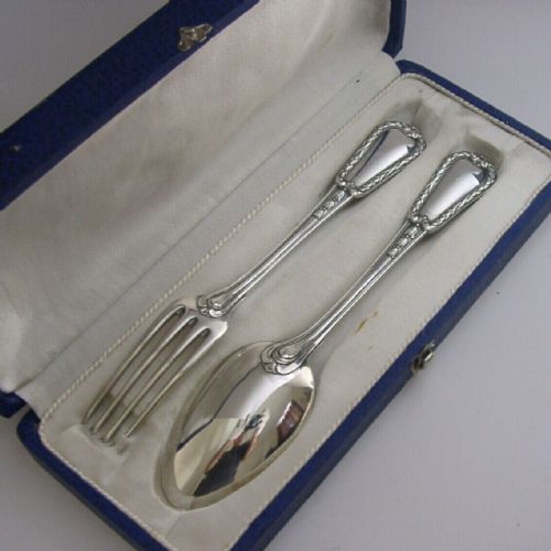 Cardeilhac Rare French Sterling Silver Fork & Spoon Set C1920-1930 Antique 114g
