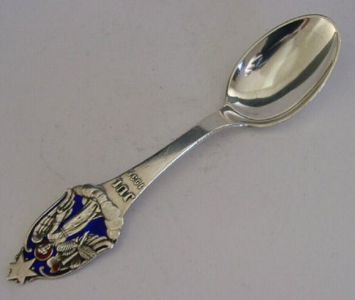 Danish Sterling Silver Enamel Christmas Angel Spoon 1938 Antique 38g