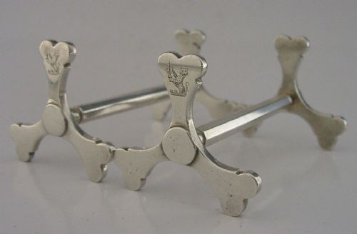 English Victorian Sterling Silver Crested Cutlery Rests C1850s Antique 80g