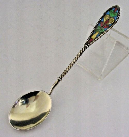Stunning Danish Sterling Silver Plique a Jour Jam Spoon