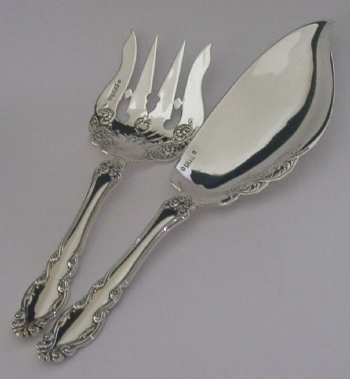 Heavy 304g Art Nouveau Scottish Antique Sterling Silver Servers 1904 Edwardian
