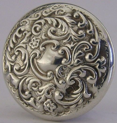 English Edwardian Solid Sterling Silver Pill Box 1904 Antique