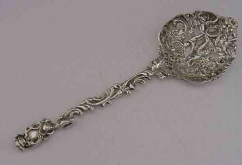Large Cast Sterling Silver Cherub Sifter Serving Spoon 1894 6.75 Inch 48g
