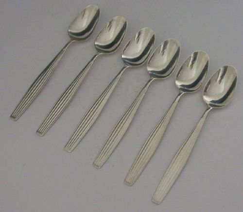 Unusual Set of Six Norwegian Solid Silver Jto12 Pattern Spoons C1950 Heavy 80g