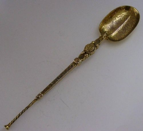 Large English Sterling Silver Coronation Anointing Spoon 1902 Antique Royalty