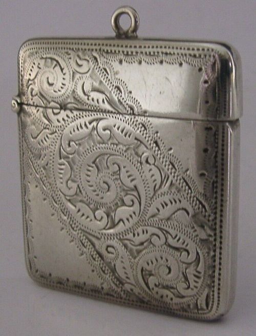 Large Beautiful English Solid Sterling Silver Vesta Case 1898 Antique 32g