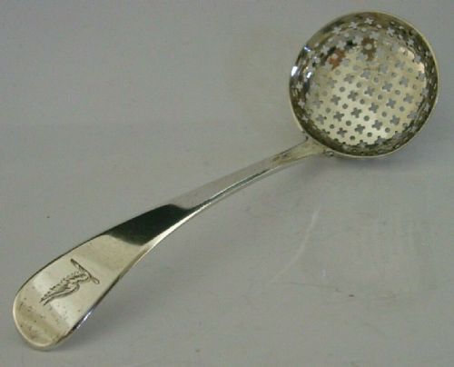 Georgian Sterling Silver Conyers Family Crested Sugar Sifter Spoon 1823 Antique