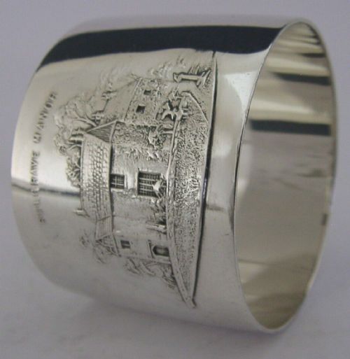 Rare English Solid Sterling Silver Sulgrave Manor Napkin Ring 1923 Antique