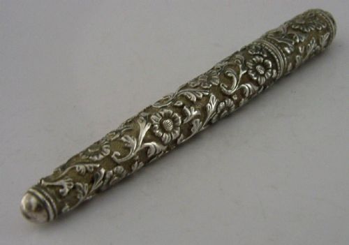 Rare Indian Silver Needle Holder Case C1880 Antique 14g Kutch Sewing Needlework