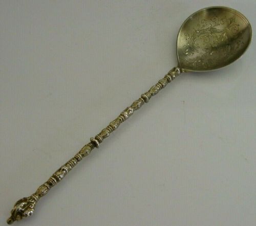 Huge Swedish Solid Silver Gilt Christening Baptism Spoon 1900 Victorian 9.5inch