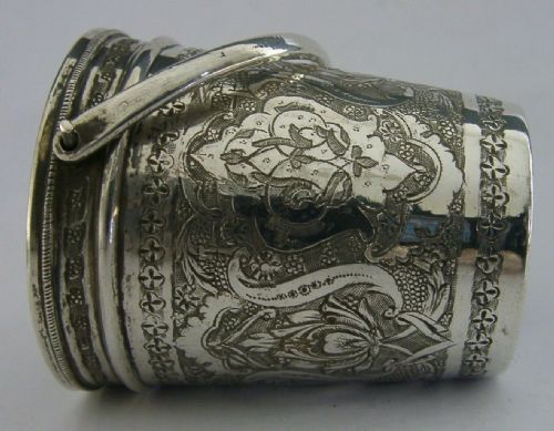 Beautiful Eastern Solid Silver Bucket Spirit Tot Cup C1940 Antique 54g