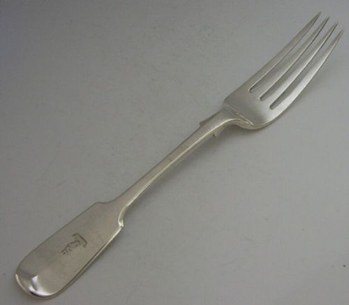 Rare 78g Exeter Sterling Silver Thomlinson Family Crested Fork 1856 Antique