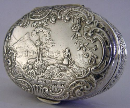 Stunning German Hanau Solid Silver Snuff Trinket Box C1900 Antique