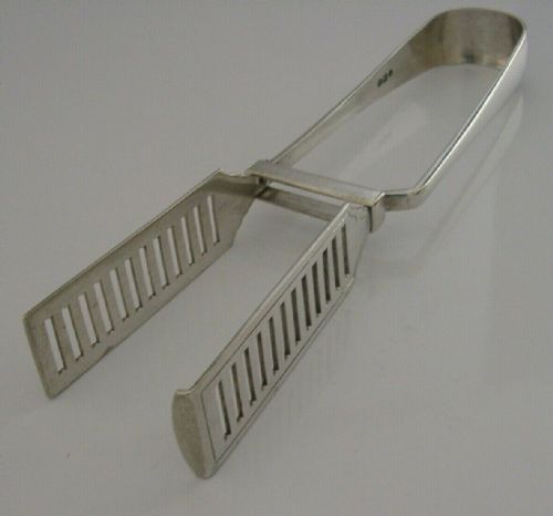 Victorian English Solid Sterling Silver Serving Tongs 1893 Antique 130g