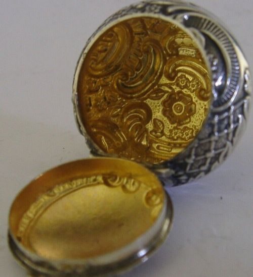 English Edwardian Solid Sterling Silver Pill Box 1903 Antique