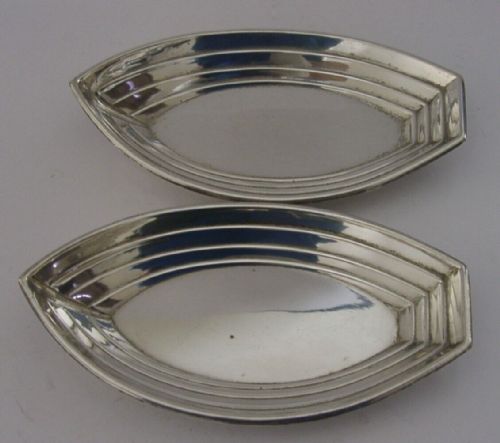 Novelty American Sterling Silver Rowing Boat Dishes C1920 Antique Art Deco