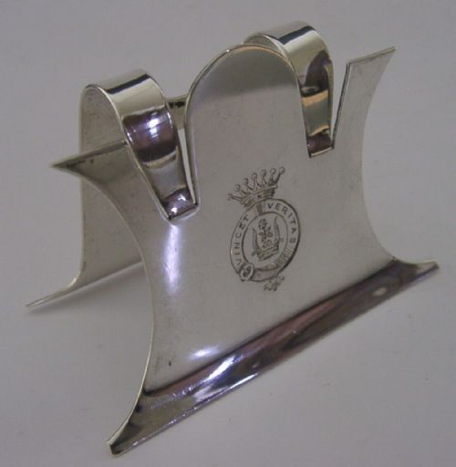 Superb Earl Crested Sterling Silver Menu Place Name Holder 1896 Antique 22g