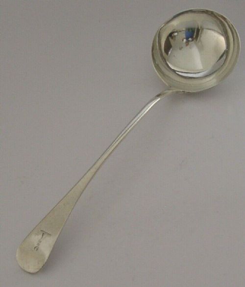 Huge Georgian Solid Sterling Silver Henderson Family Crested Serving Ladle 1823