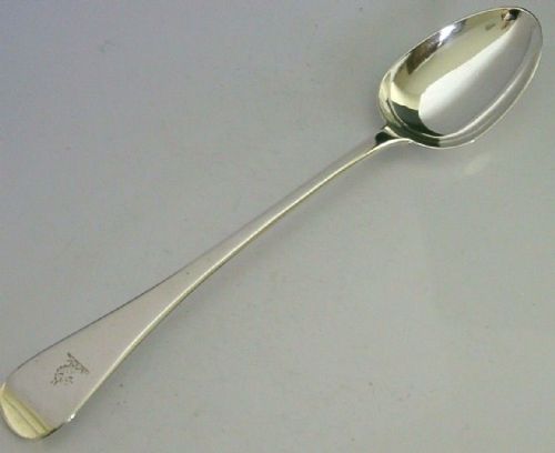 Rare Sterling Silver Worsley Family Crest Wolf Basting Spoon 1825 Antique 108g