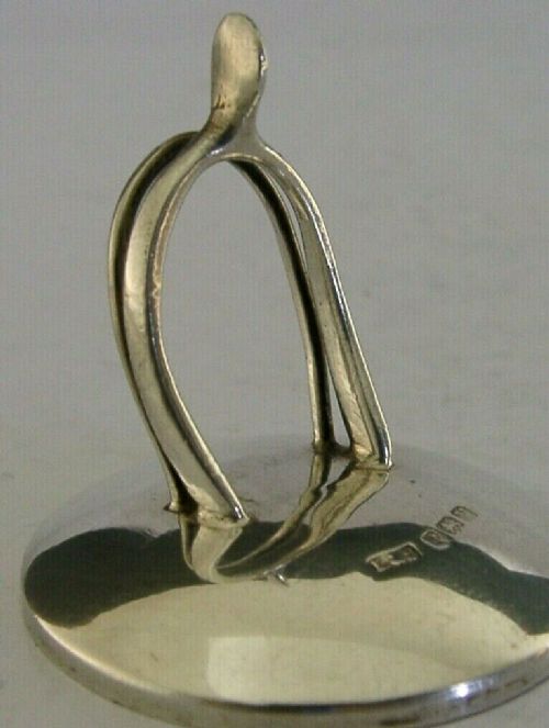 Rare Sterling Silver Menu Holder Novelty Lucky Wishbone 1920 Antique