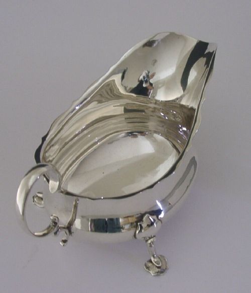 Huge 228g Solid Silver English Sauce Gravy Boat Jug 1915 Antique Superb Leeds