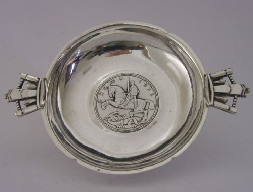 Rare Arts & Crafts Sterling Silver Royal Coronation Quaich Cup 1935 Antique 108g