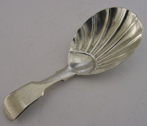 English Early Victorian Sterling Silver Fiddle Pattern Caddy Spoon 1859 Antique