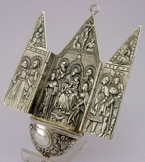 Stunning Sterling Silver Holy Water Wall Font Antique C1940 Religious