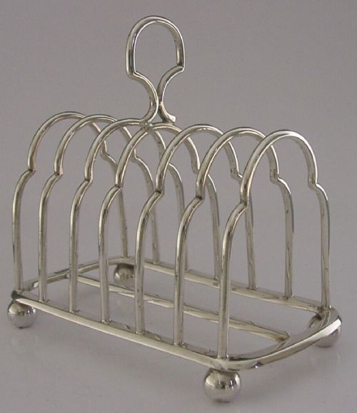 Heavy 152g English Solid Sterling Silver Six Slice Toast Rack 1903 Antique