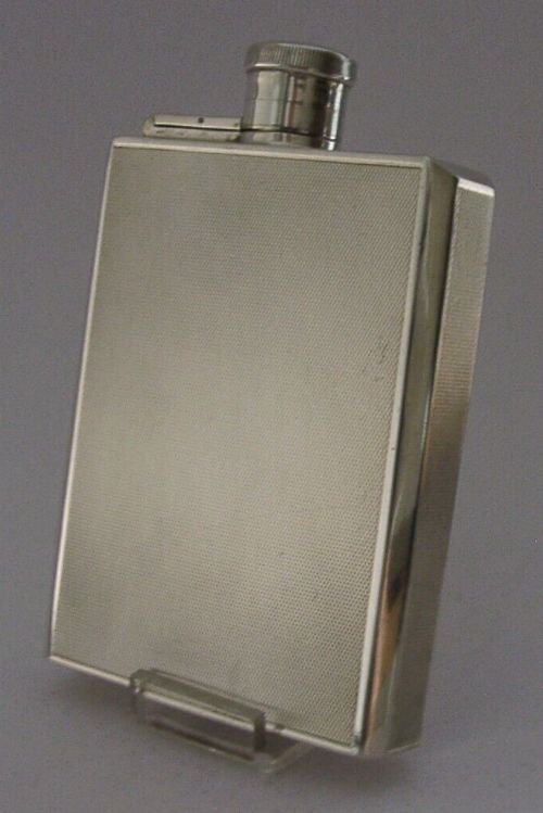 Antique Solid Sterling Silver Spirit Hip Flask 1947 Antique 138g Christmas Gift