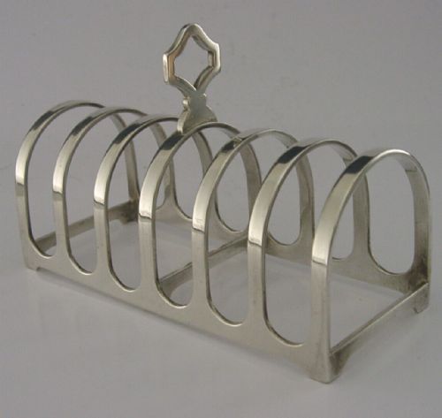 Quality English Solid Sterling Silver Six Slice Toast Rack 1932 Antique Art Deco