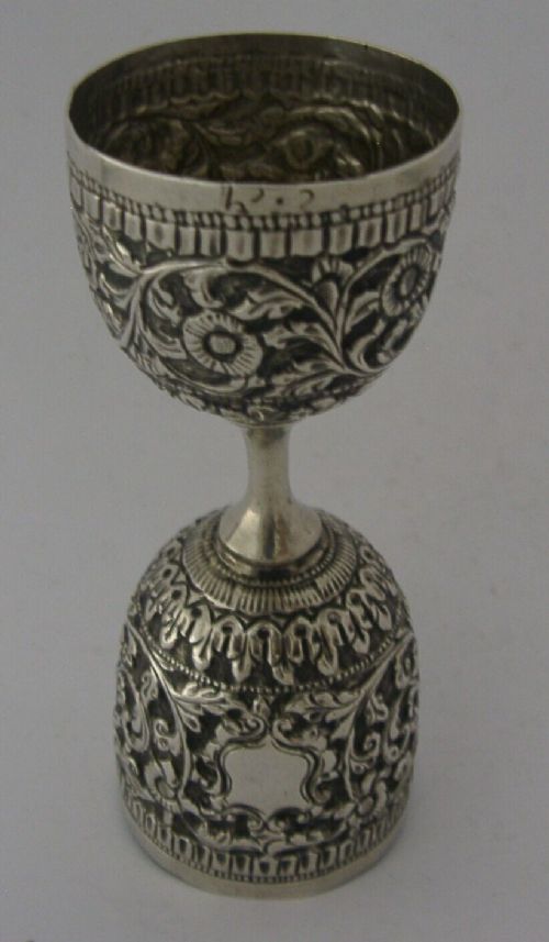Rare Anglo Indian Solid Silver Jigger Cocktail Bar Measure C1900 Double & Single